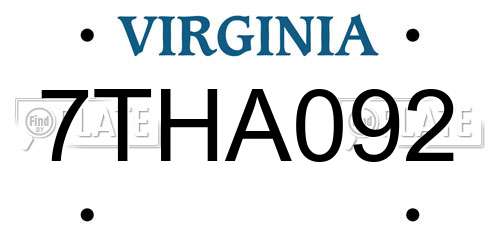 7THA092 Virginia License Plate
