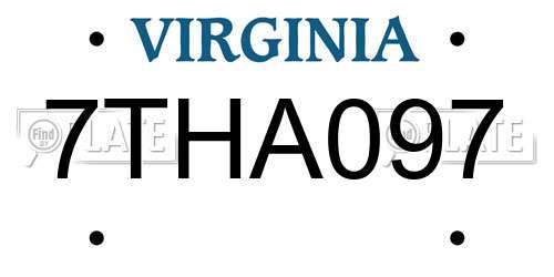 7THA097 Virginia License Plate