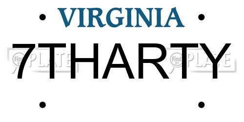 7THARTY Virginia License Plate