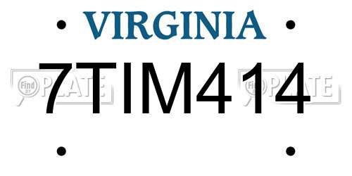 7TIM414 Virginia License Plate