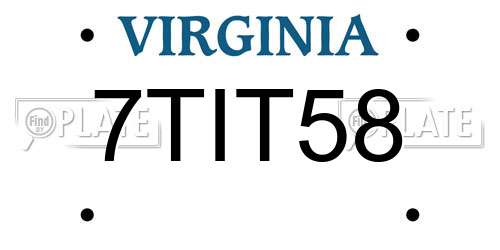 7TIT58 Virginia License Plate