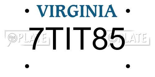 7TIT85 Virginia License Plate