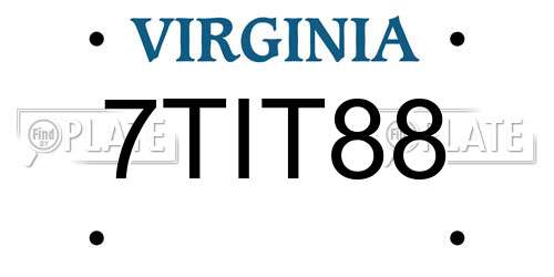 7TIT88 Virginia License Plate