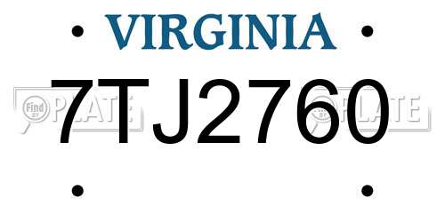 7TJ2760 Virginia License Plate