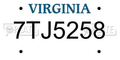 7TJ5258 Virginia License Plate