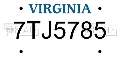 7TJ5785 Virginia License Plate