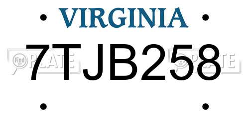 7TJB258 Virginia License Plate