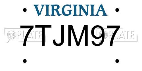 7TJM97 Virginia License Plate