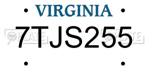 7TJS255 Virginia License Plate