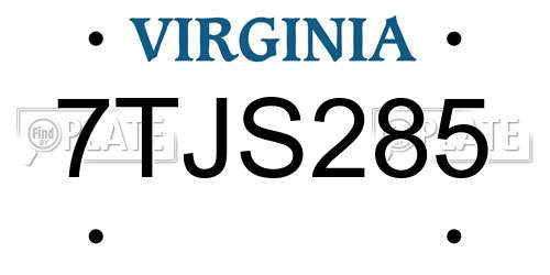 7TJS285 Virginia License Plate