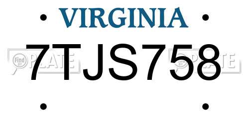7TJS758 Virginia License Plate