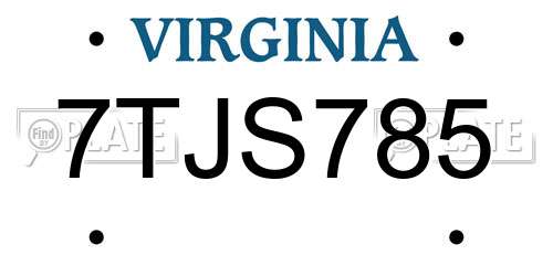 7TJS785 Virginia License Plate