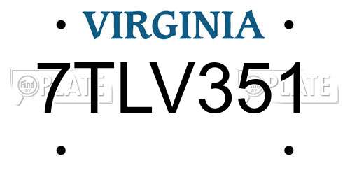 7TLV351 Virginia License Plate