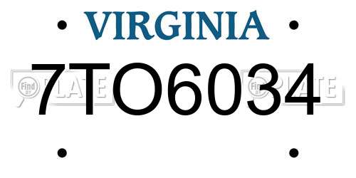 7TO6034 Virginia License Plate