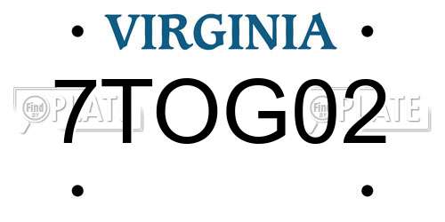 7TOG02 Virginia License Plate