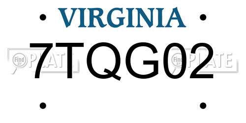 7TQG02 Virginia License Plate