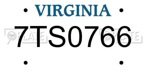 7TS0766 Virginia License Plate
