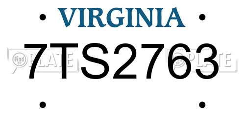 7TS2763 Virginia License Plate