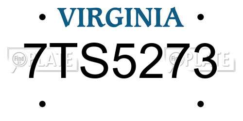 7TS5273 Virginia License Plate