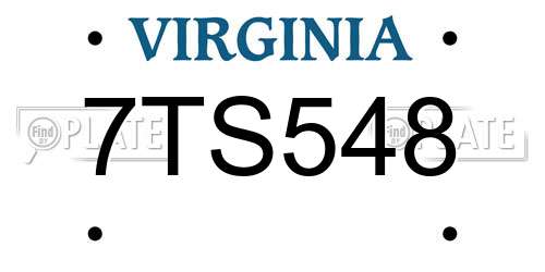 7TS548 Virginia License Plate
