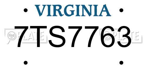 7TS7763 Virginia License Plate