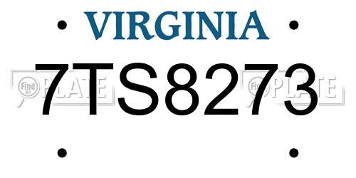 7TS8273 Virginia License Plate