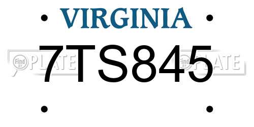 7TS845 Virginia License Plate