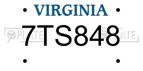 7TS848 Virginia License Plate
