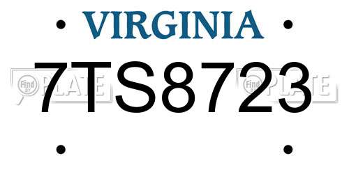 7TS8723 Virginia License Plate