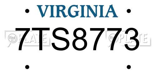 7TS8773 Virginia License Plate