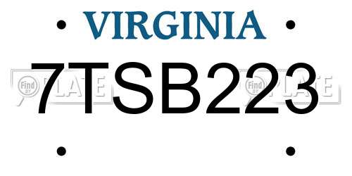 7TSB223 Virginia License Plate