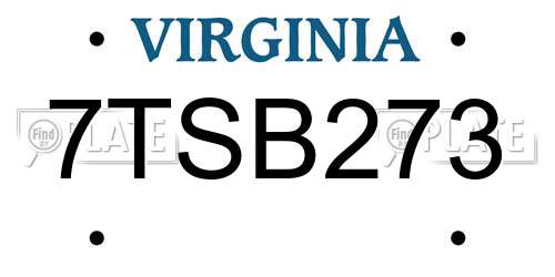 7TSB273 Virginia License Plate