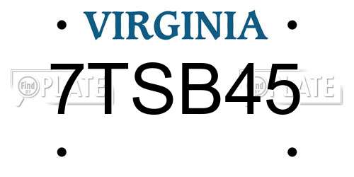 7TSB45 Virginia License Plate
