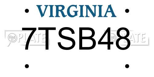 7TSB48 Virginia License Plate