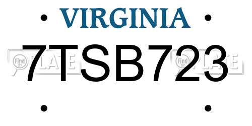 7TSB723 Virginia License Plate