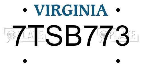 7TSB773 Virginia License Plate