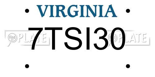 7TSI30 Virginia License Plate