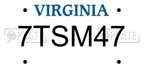 7TSM47 Virginia License Plate