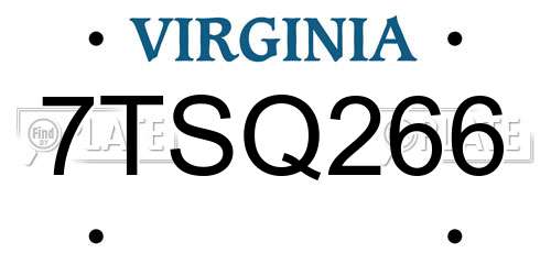 7TSQ266 Virginia License Plate