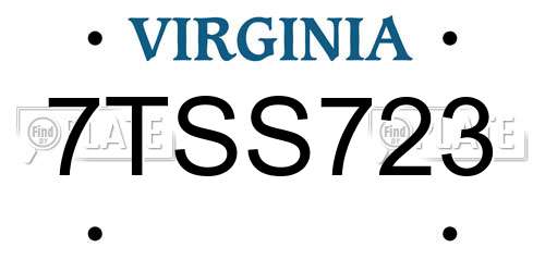 7TSS723 Virginia License Plate