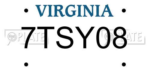 7TSY08 Virginia License Plate