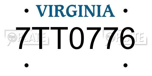 7TT0776 Virginia License Plate