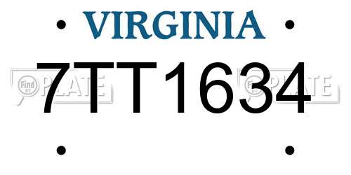 7TT1634 Virginia License Plate