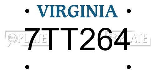 7TT264 Virginia License Plate