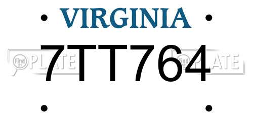 7TT764 Virginia License Plate