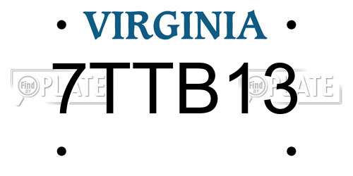7TTB13 Virginia License Plate