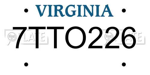 7TTO226 Virginia License Plate