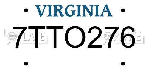 7TTO276 Virginia License Plate