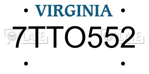 7TTO552 Virginia License Plate