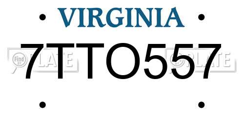 7TTO557 Virginia License Plate